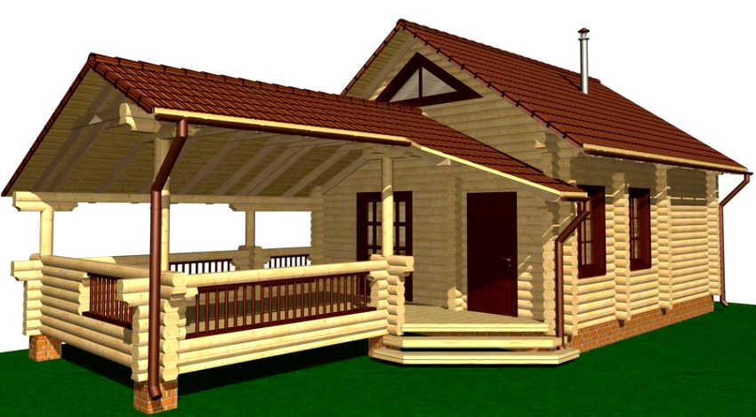 Projet d'une terrasse spacieuse vers une maison en rondins
