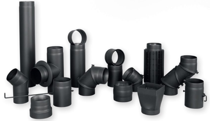 Black steel ventilation pipes and fittings