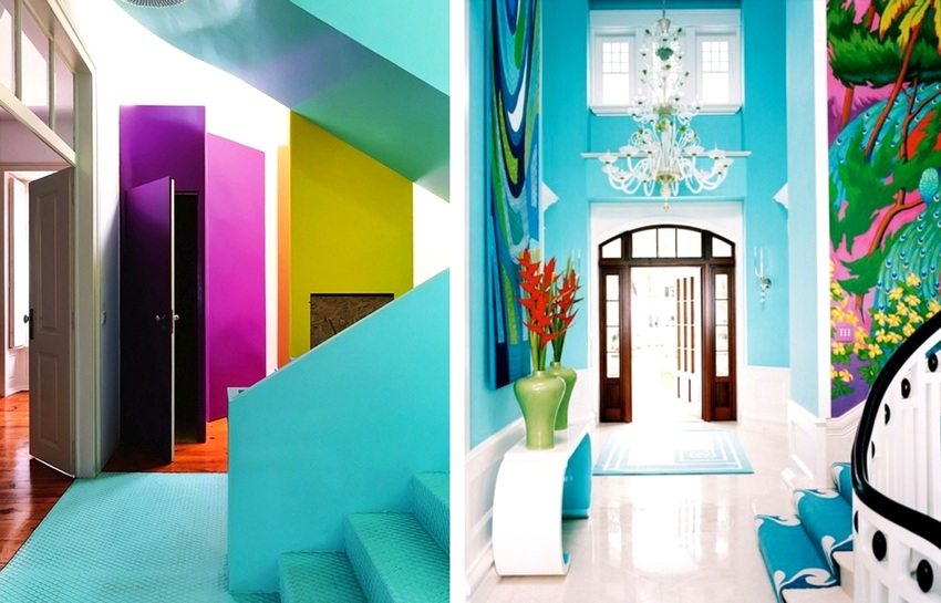 Svijetli interijeri hodnika stvoreni bojanjem zidova u kontrastne boje