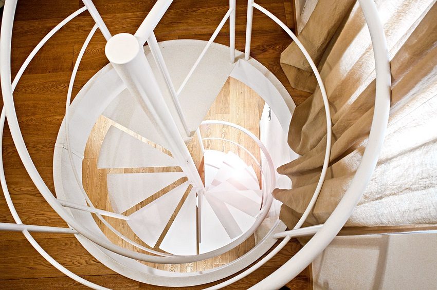 Metal spiral staircase - top view