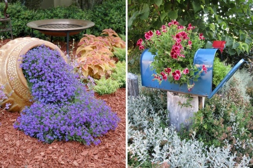 Eksempler på originale blomsterbed i et sommerhus