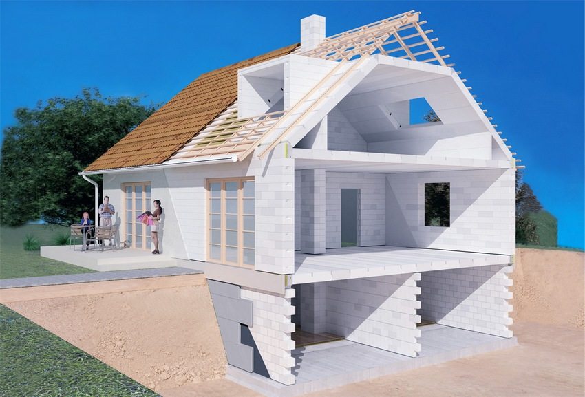 Proiect 3D al unei case din blocuri de beton spumos