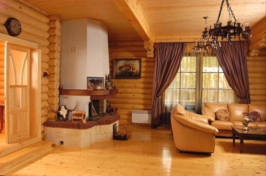 Interior decoration of a wooden house 6 by 6 m