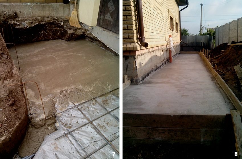 Upute korak po korak za izgradnju betonskog slijepog područja oko kuće. Korak 7: izlijevanje betona. Korak 8: izravnavanje betonske površine