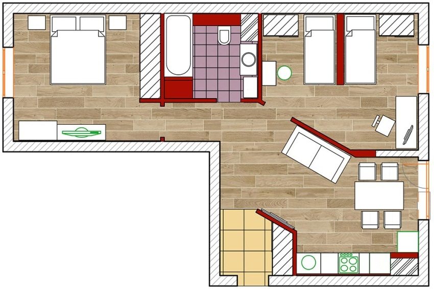 Primjer preuređenja dvosobnog stana od 60 m² u trosobni stan
