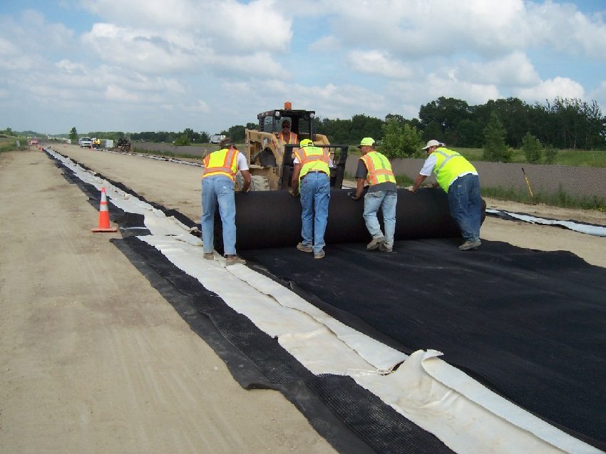 Geotextile is a common material used in the construction of industrial and residential buildings, including the laying of roads