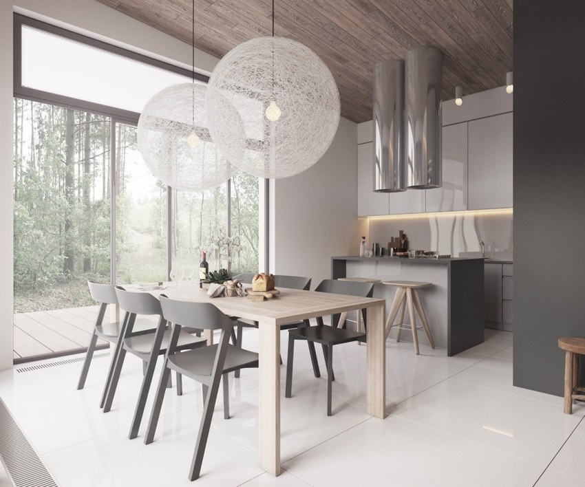 La tasca principal de crear un interior d’estil escandinau és proporcionar a l’habitació la màxima llum natural.