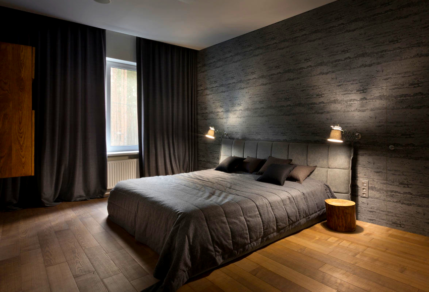 Za prozore spavaće sobe u stilu minimalizma preporučljivo je koristiti rolete ili najjednostavnije zavjese.