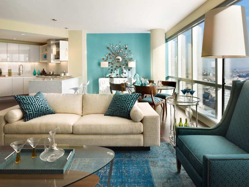 U modernom stilu dnevne sobe često se nalaze izvorne kombinacije boja.