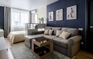 Stue og soverom i ett rom: ideer for å dekorere et komfortabelt rom