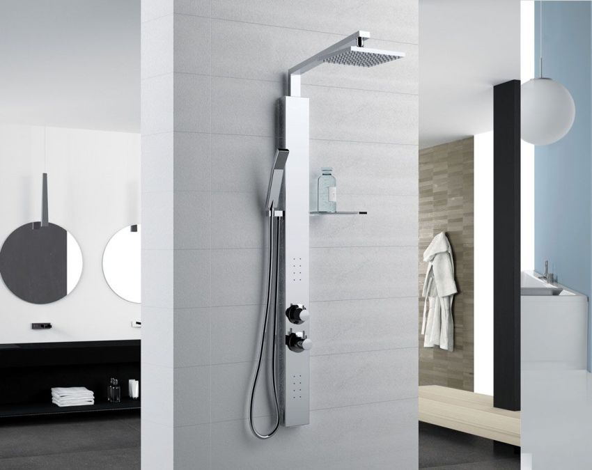 Els porta-dutxes amb mesclador difereixen segons el lloc d’instal·lació: muntat a la paret, cantonada i centre