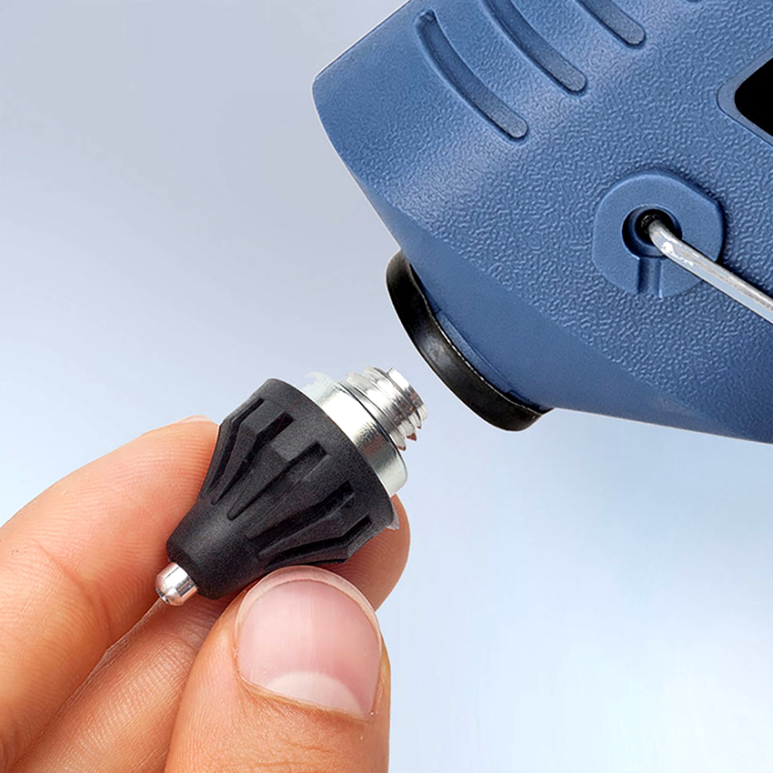 Many glue guns are equipped with nozzles of different shapes and lengths, but they can only be replaced when heated
