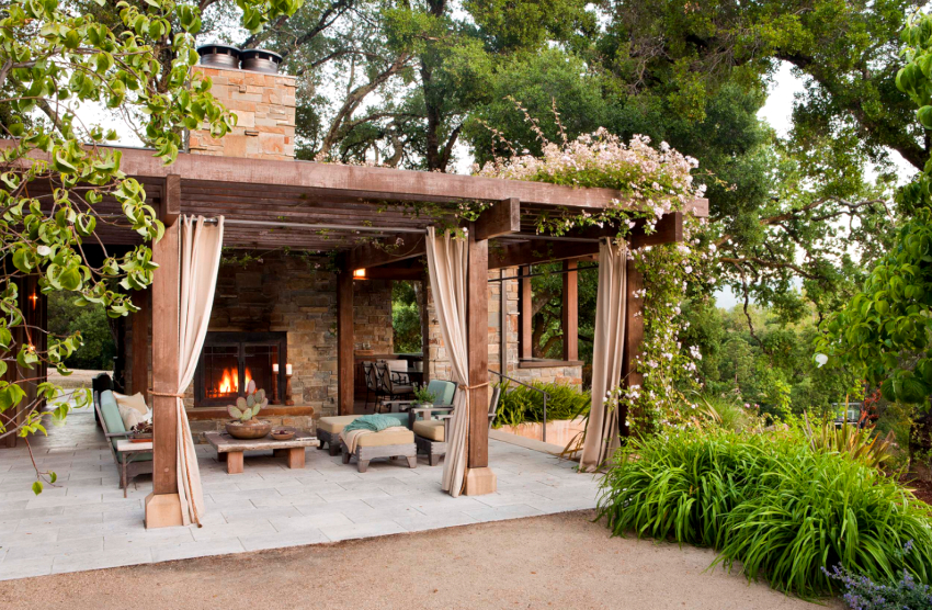 The best option for installing a brick gazebo will be the place where there are trees, which will create additional protection from the sun and wind.