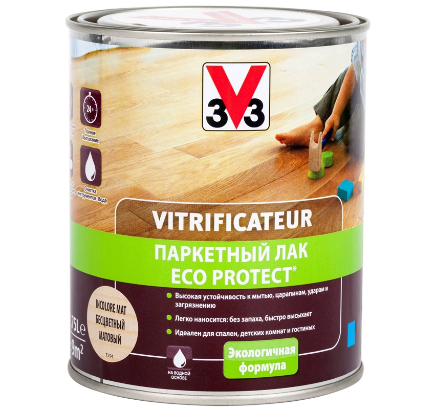 Vernis éco en polyuréthane et acrylique 3V3 Vitrificateur Protection