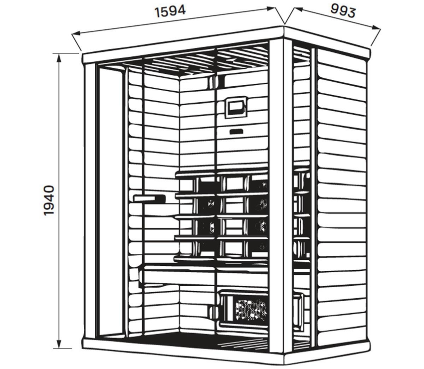 Installation dimensions of the compact infrared cabin