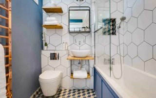 Étagères de salle de bain: types, matériaux et style